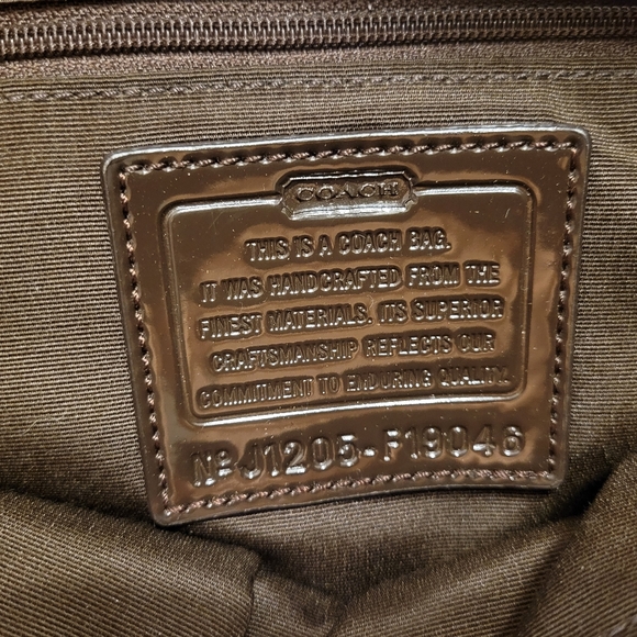 Coach Purse Signature Stripe Brown / Khaki Tote / Shoulder Bag #F19046 - Picture 2 of 8